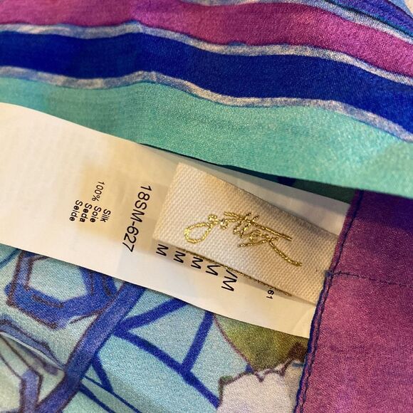 Gottex 100% Silk Samosir Multi-color Moroccan Boho Kimono Kaftan Multi Size M - Picture 6 of 8